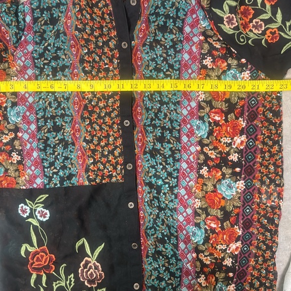 Avanti Blue and Red embroidery Oversized Button Down Shirt - Picture 6 of 8